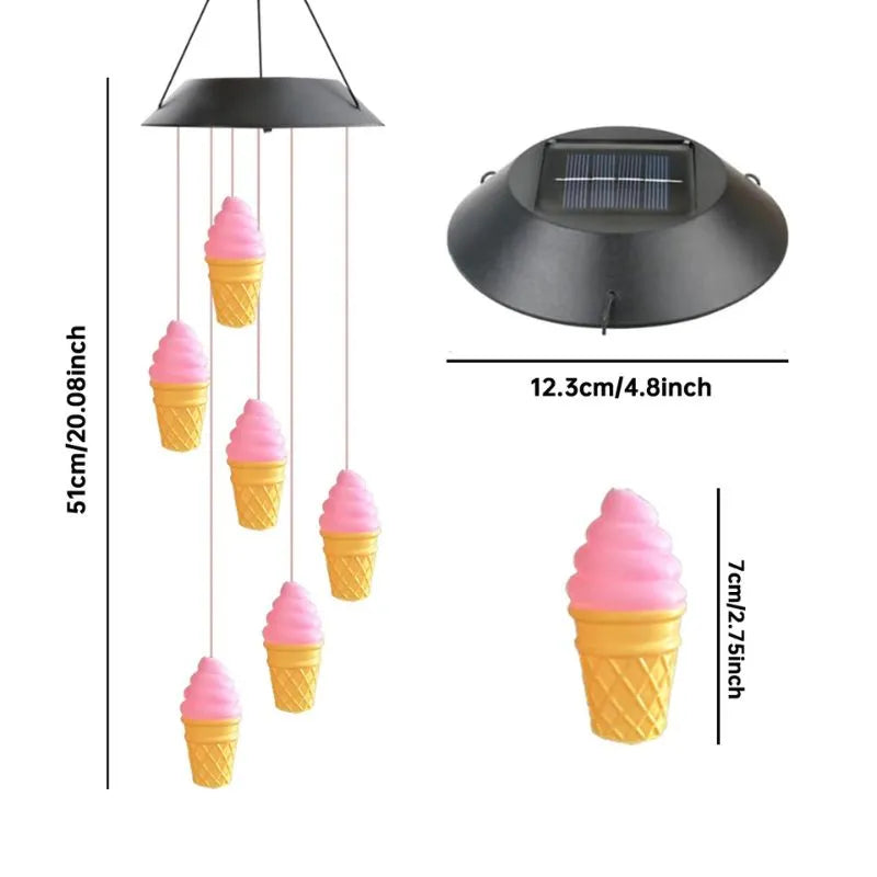 Carillon Solaire Exterieur Forme Ice Cream Taille