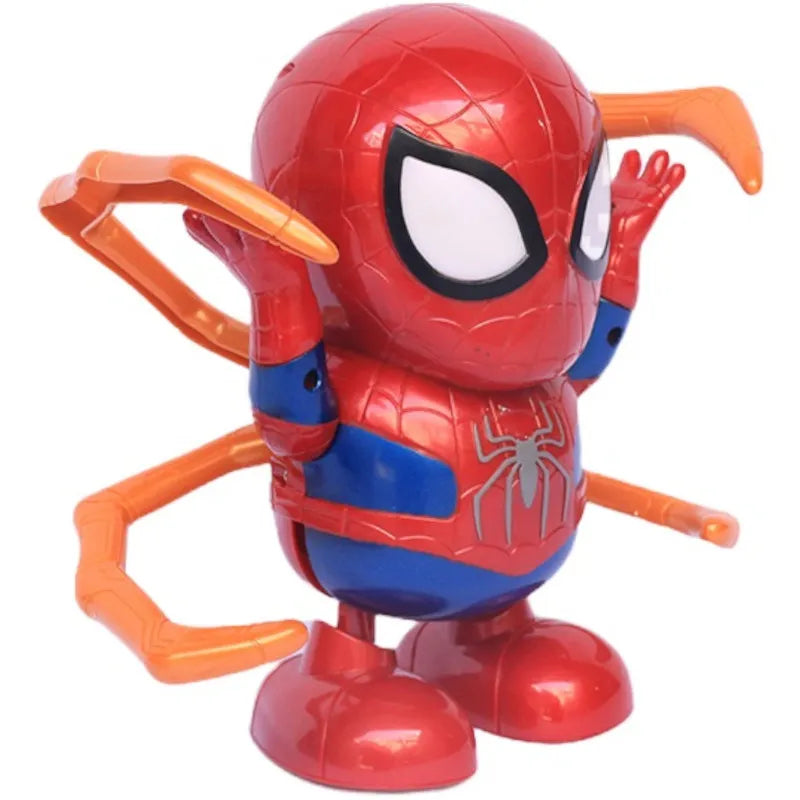 Danse Robotique Spiderman Derrière Fond Blanc