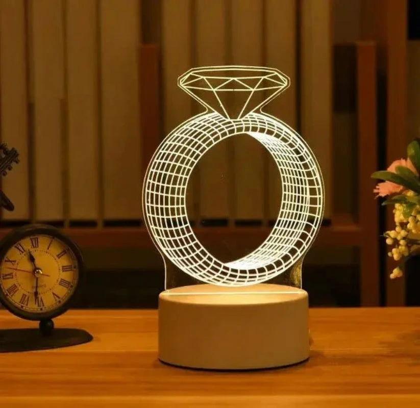 Lampe 3D Bague - Veilleuse de rêve