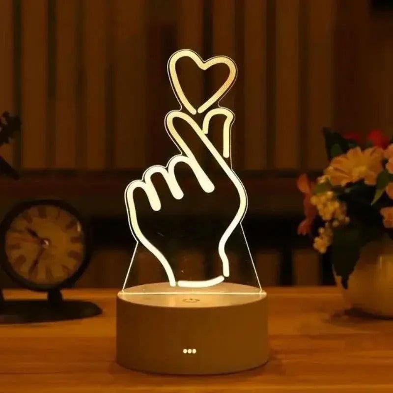 Lampe 3D Coeur Au Bout des Doigts - Veilleuse de rêve