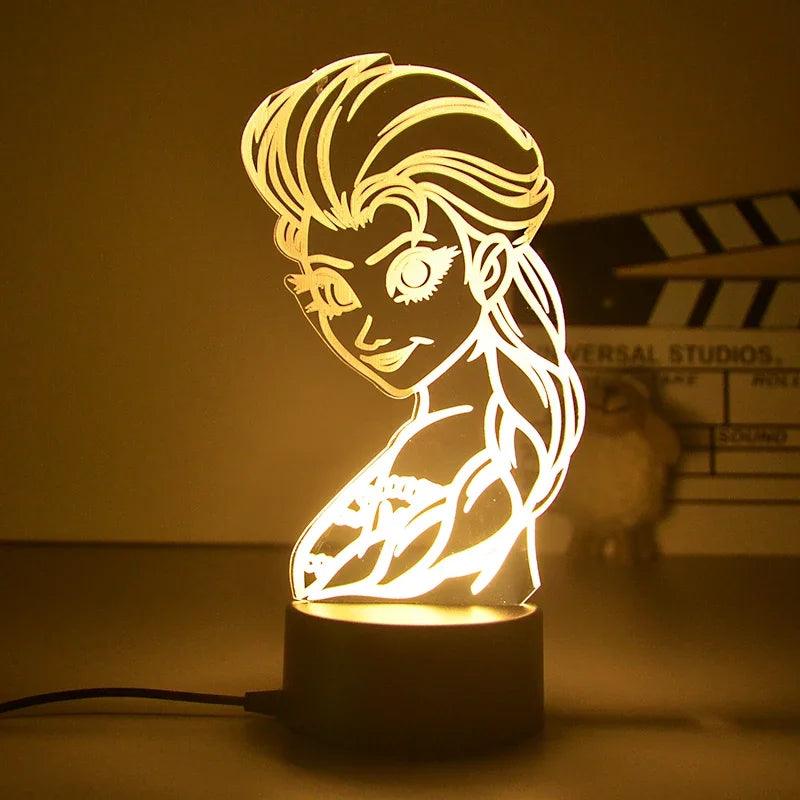 Lampe 3D Led Reine Des Neiges - Veilleuse de rêve