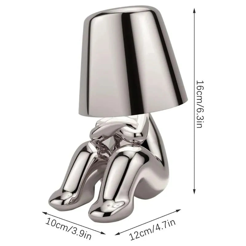 Lampe de chevet petit bonhomme argenté dimension