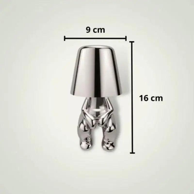 Lampe Bonhomme Design Argenté Assis Bord - Veilleuse de rêve