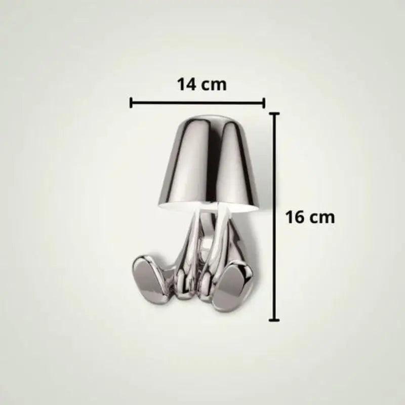 Lampe Bonhomme Design Argenté Assis - Veilleuse de rêve