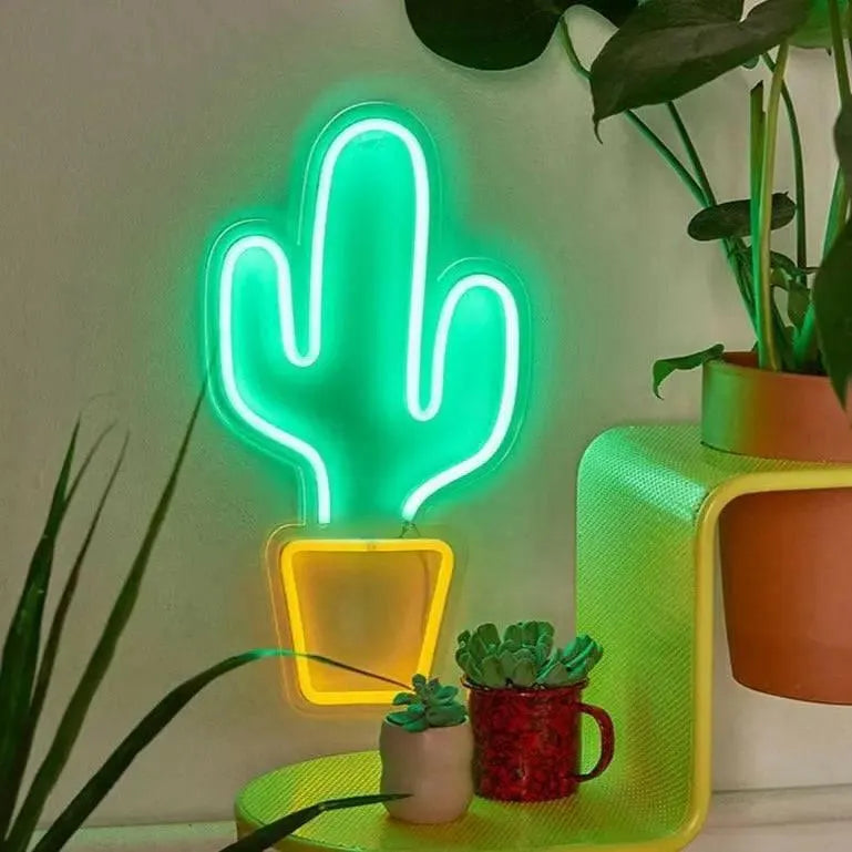 Lampe Cactus Néon Murale
