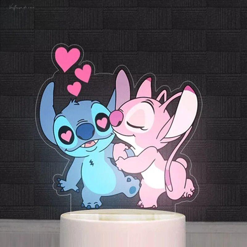 Lampe De Chevet Angel Et Stitch 3D - Veilleuse de rêve