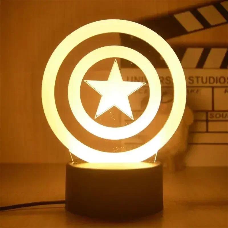 Lampe 3D Led Captain America Bouclier - Veilleuse de rêve