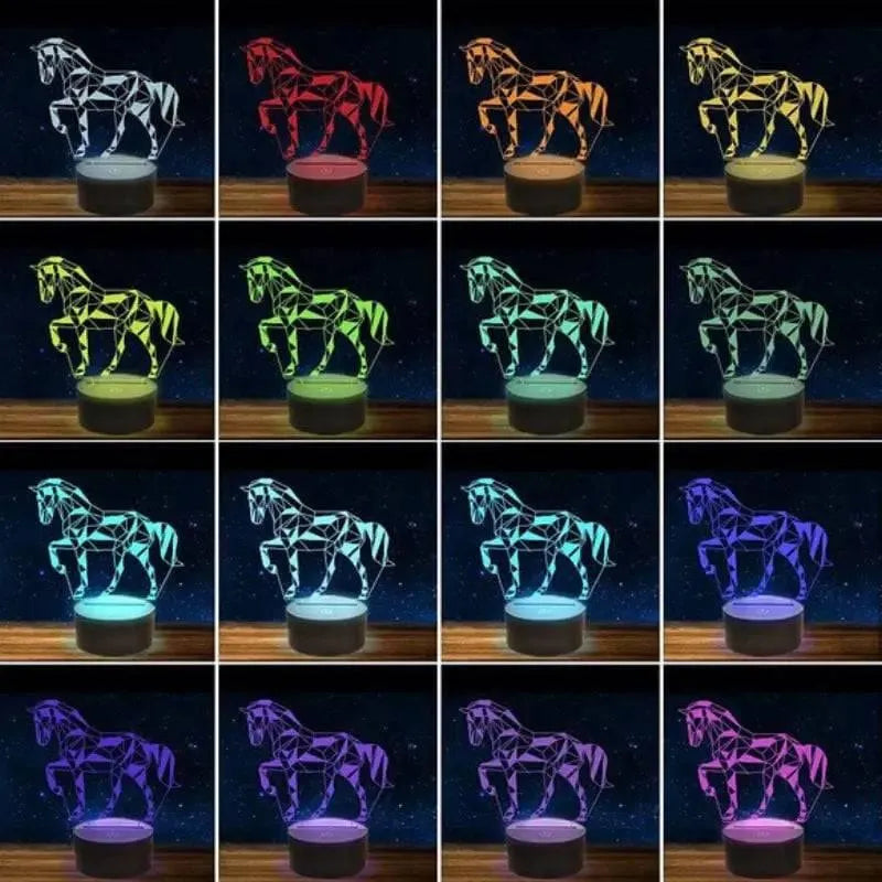 Lampe 3D Forme De Cheval 16 Couleurs LED