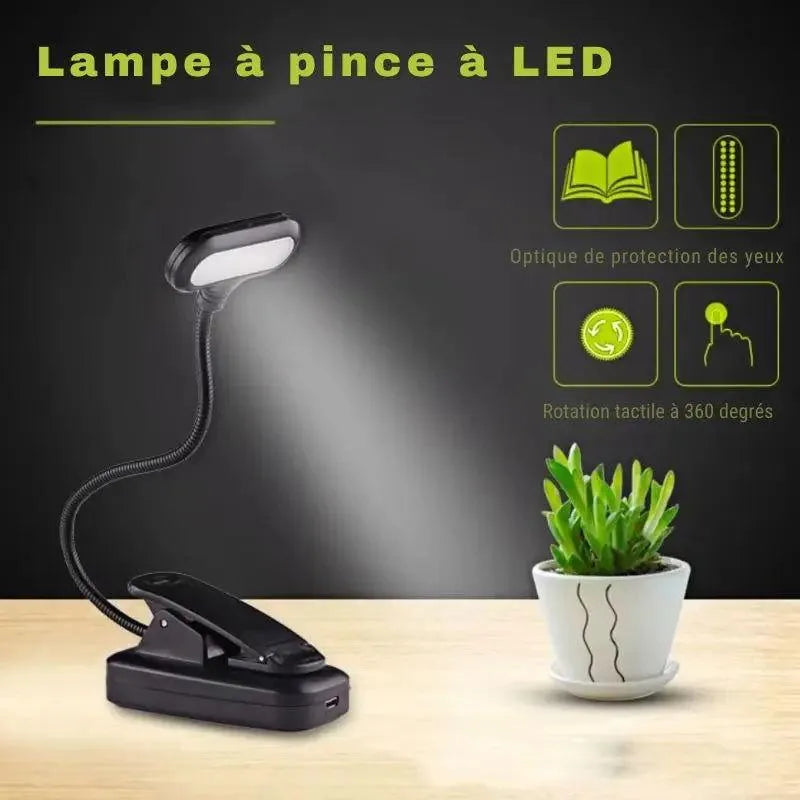 lampe bureau à pince noir led