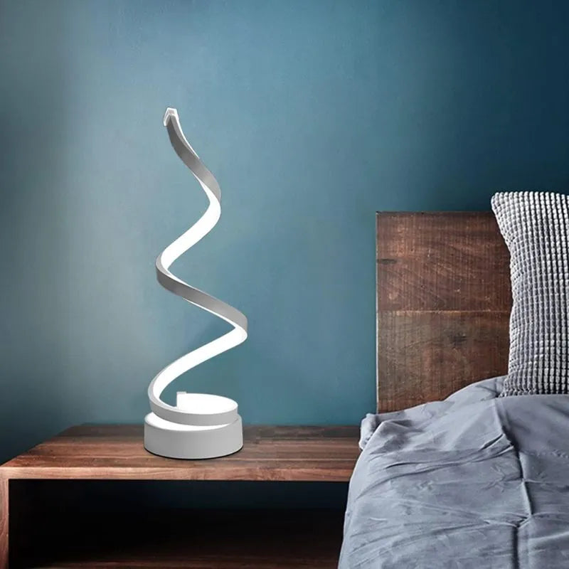 Lampe à poser chromée LED spirale allumer