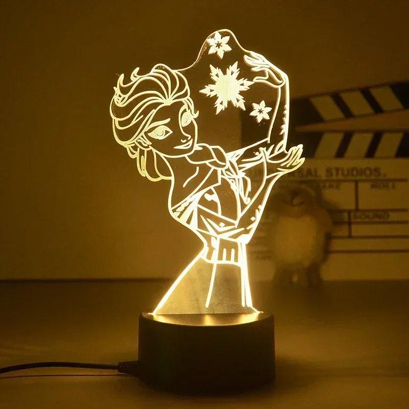 Lampe en 3D Neige Reine Elsa - Veilleuse de rêve