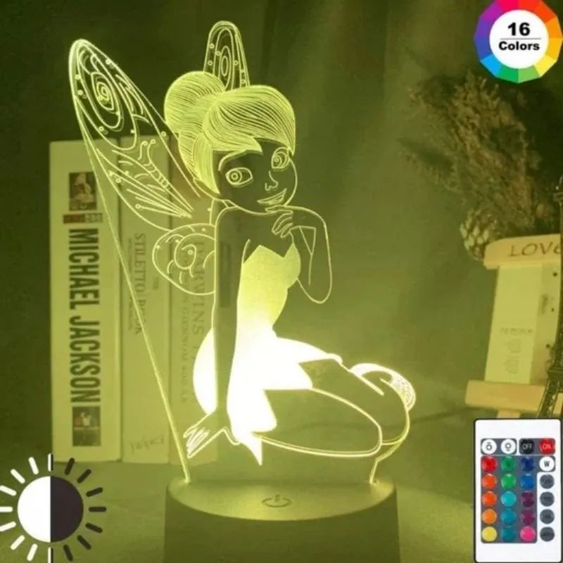 Lampe Led 3D Fee Clochette 16 couleurs