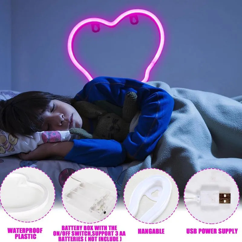 coeur neon rose alimentation