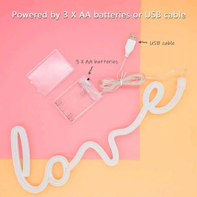 Néon Led Love Rose - Veilleuse de rêve