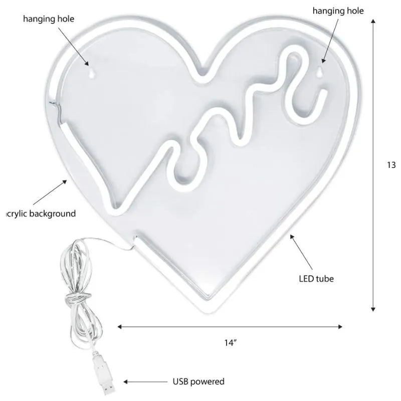 Wall Neon | Heart Love Red