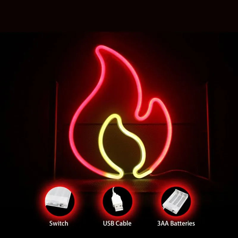 Flamme Enseigne Au Néon LED Néon Forme alimentation