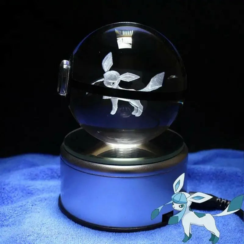 Veilleuse Pokeball cristal Glaceon lumière douce chambre enfant