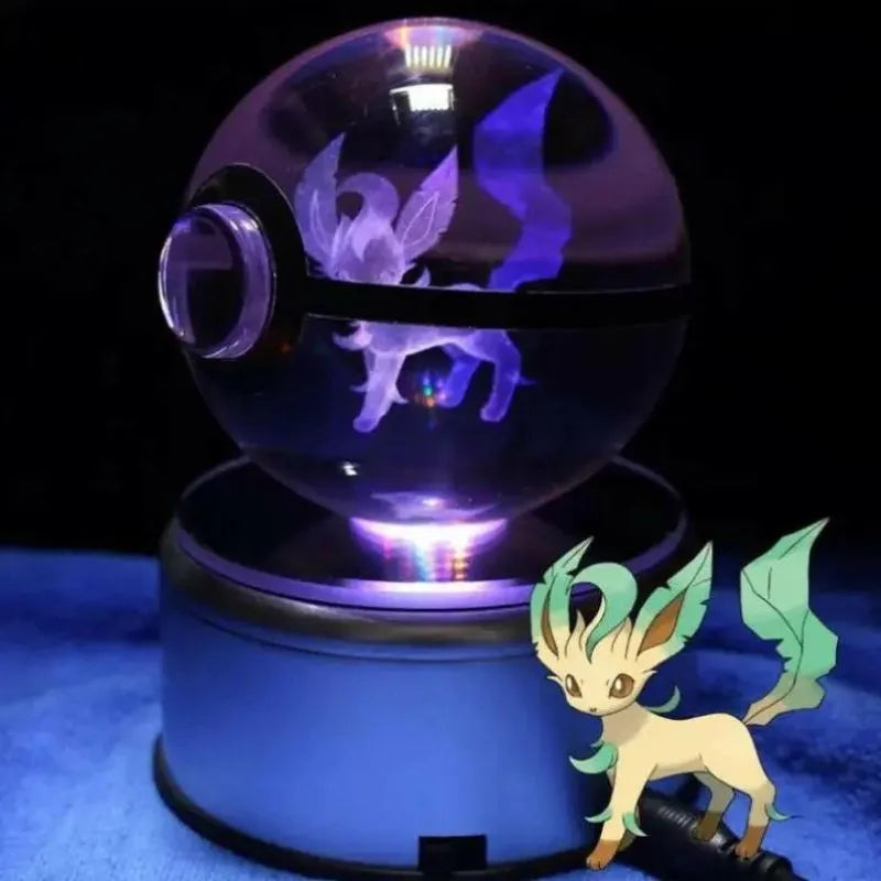 Veilleuse Pokéball cristal Leafeon table de chevet chambre