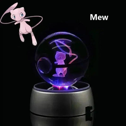 Pokéball Lumineuse en Cristal Pokémon Mew - Veilleuse de rêve