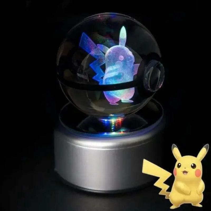 Pokeball lumineuse cristal Pikachu effet sphérique 360°