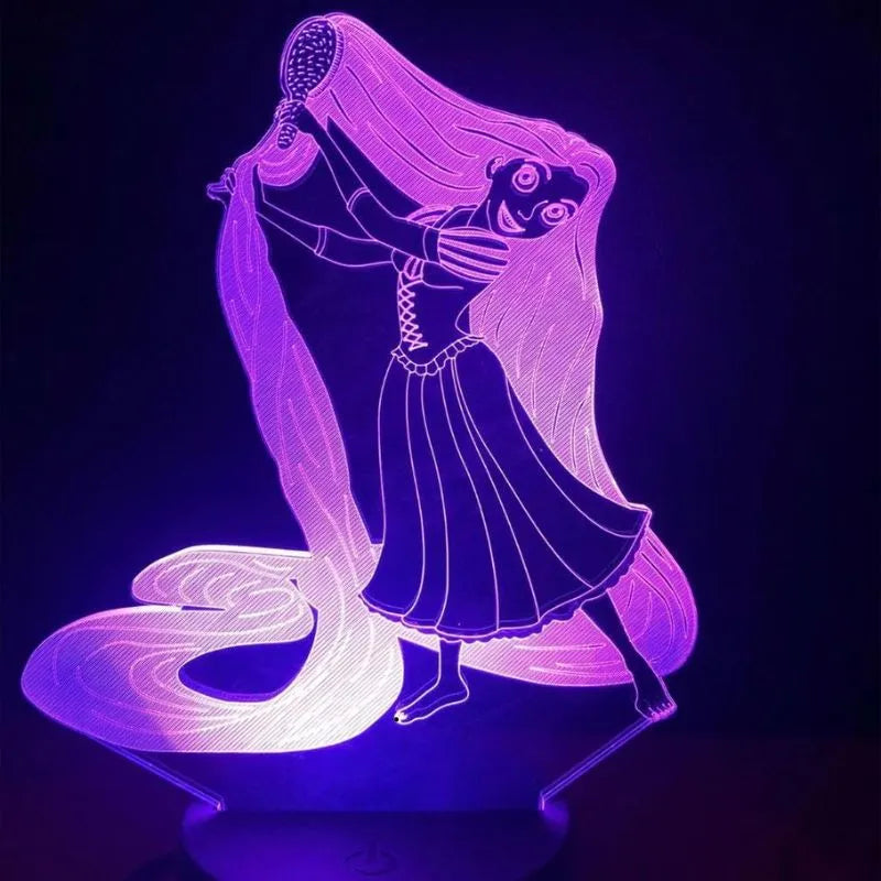 Projection holographique 3D Raiponce tour Disney lumière douce