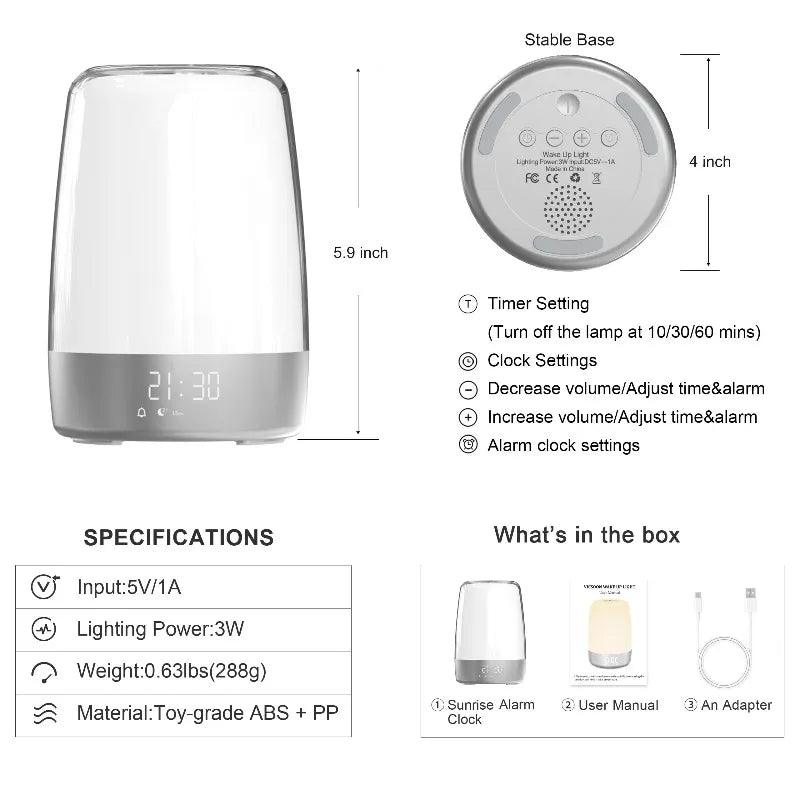 Reveil Luminotherapie Led - Veilleuse de rêve