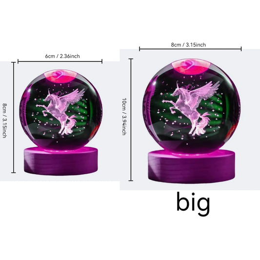 Licorne Veilleuse Boule De Cristal 3D