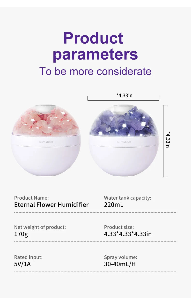 Humidificateur Fleur Éternelle Pour Chambre Silencieuse