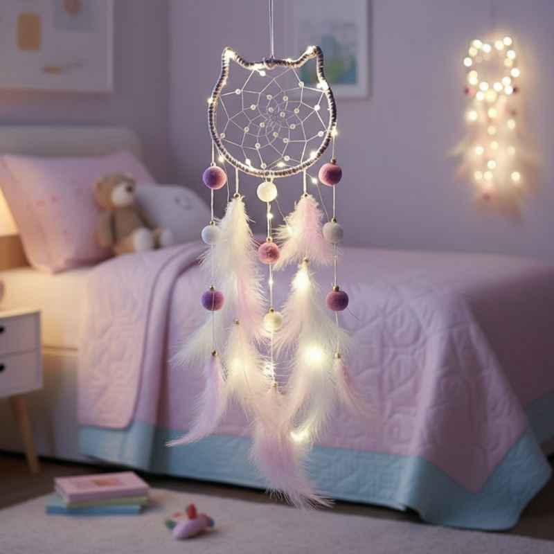 Attrape Rêve Led Maternelle Chat Lumineux