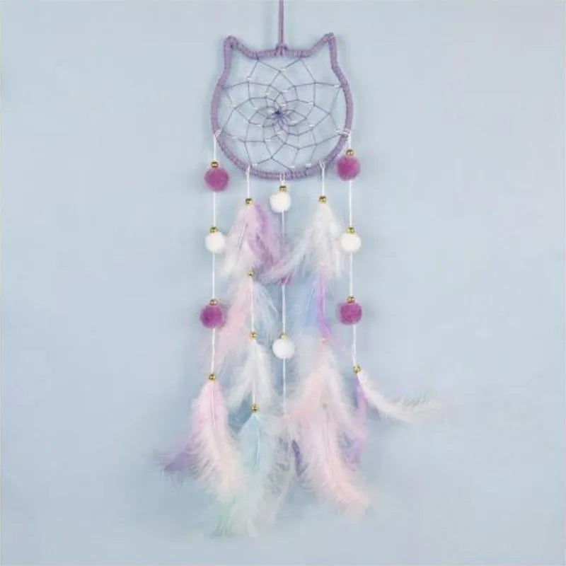 Attrape Rêves Chat Lumineux Violet