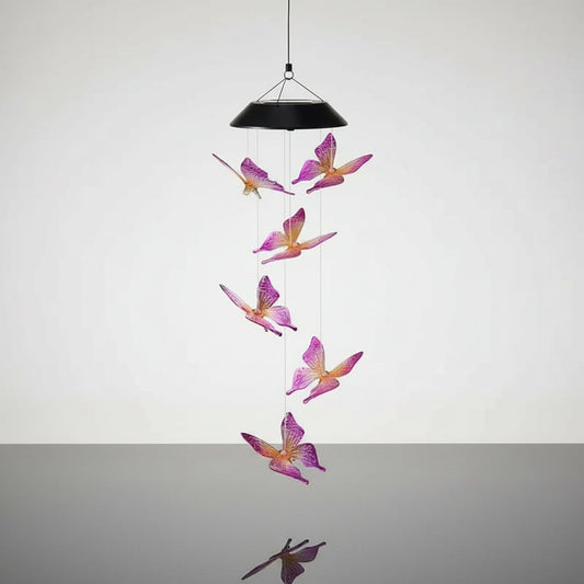 Carillon à Vent Solaire Papillon Veilleuse de rêve