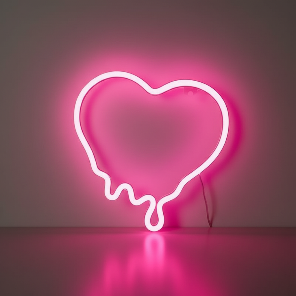 Coeur Brisé Neon Rouge et Rose Veilleuse de rêve