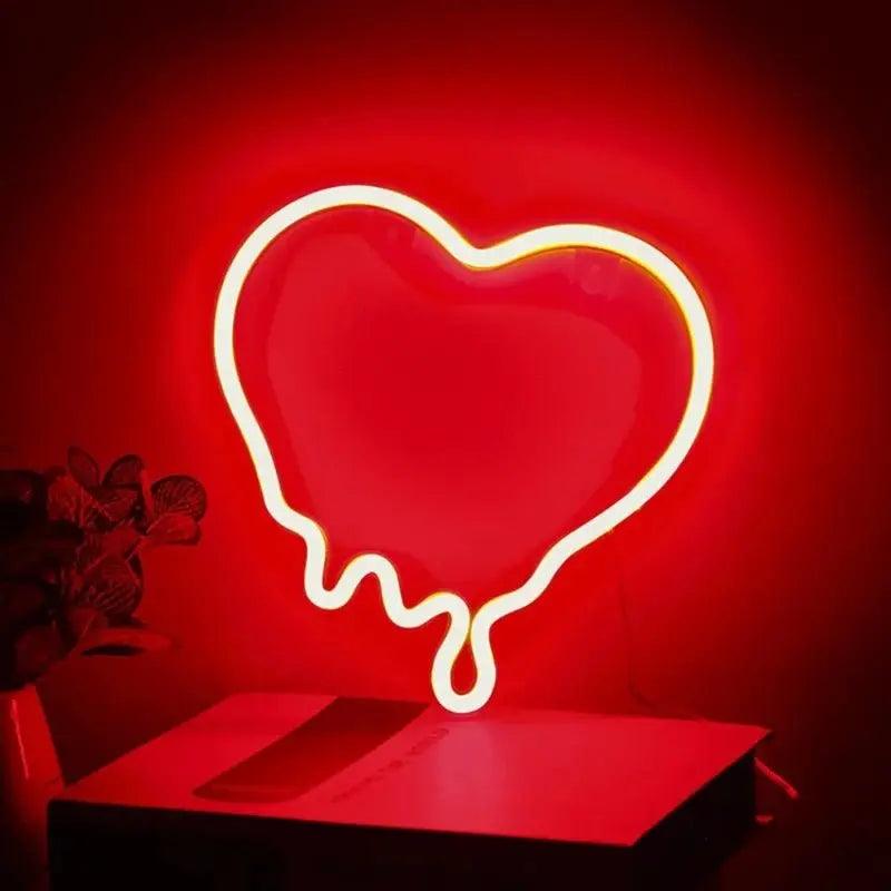 Led Coeur Rouge Coeur Brisé Neon Rouge | Néon LED Mural Décoratif – Veilleuse de rêve