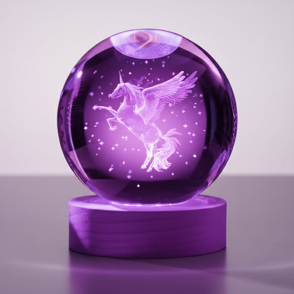 Licorne Veilleuse Boule De Cristal 3D Veilleuse de rêve