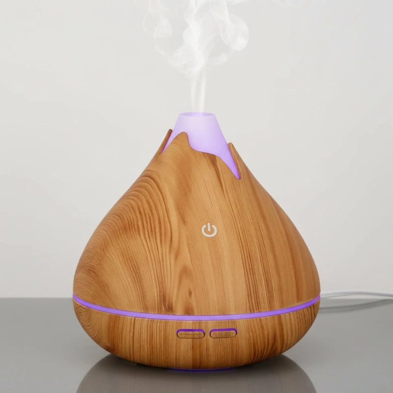 humidificateur air LED 7 couleurs design bois compact USB
