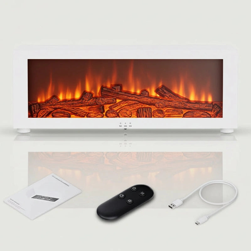 Diffuseur feu cheminée design blanc moderne salon cosy