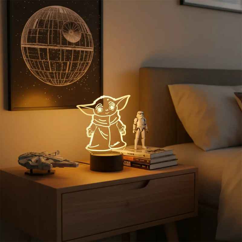 lampe 3D Yoda holographique effet futuriste LED