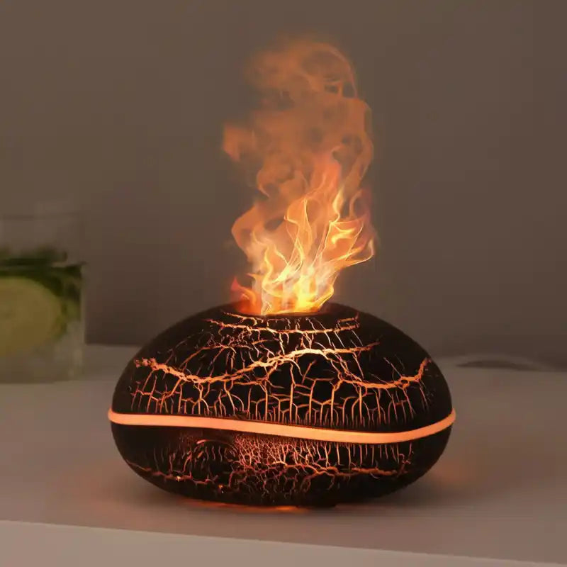 Diffuseur Huile Essentielle Volcan design moderne effet flamme LED