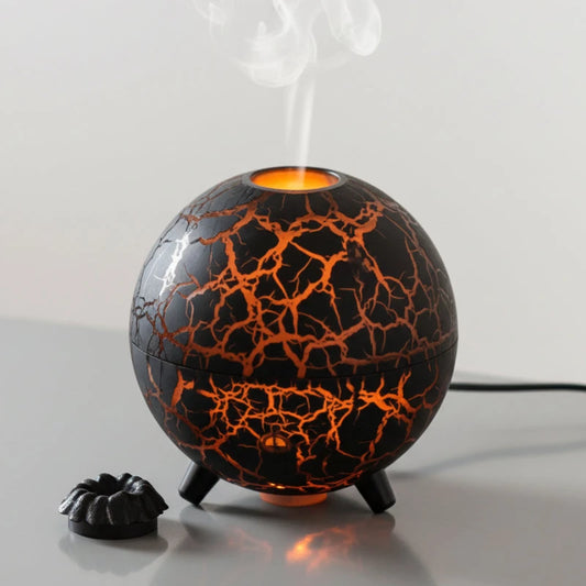 Diffuseur volcan huiles essentielles effet flamme LED blanc allumé