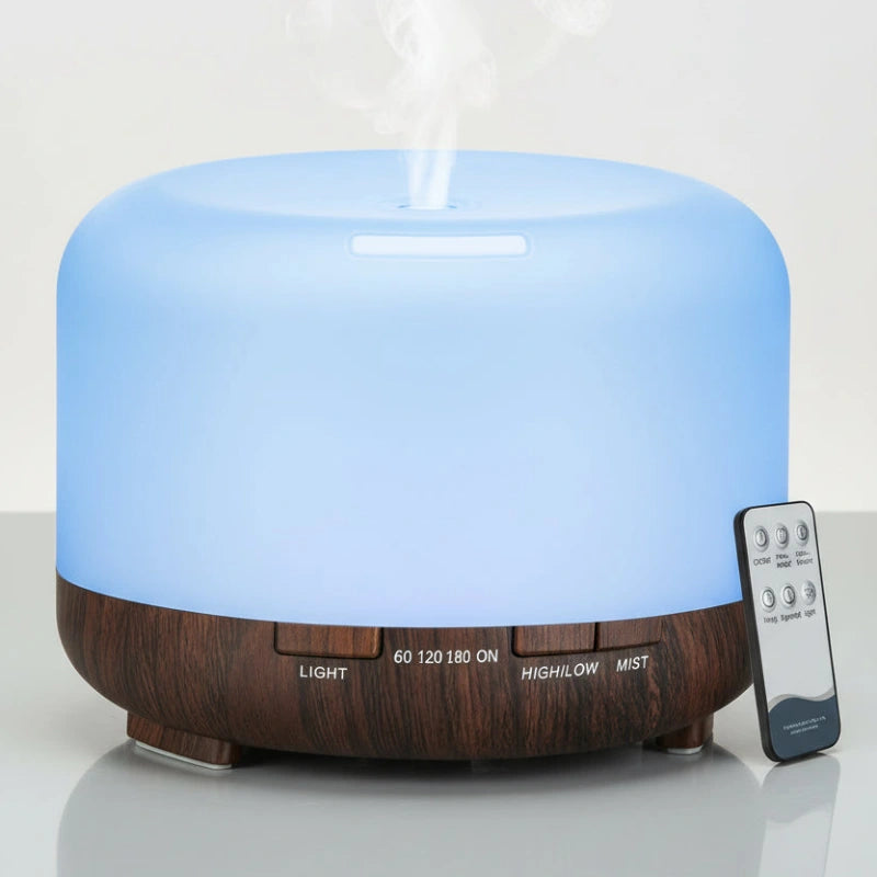 Diffuseur à aromathérapie silencieux placé sur une table de chevet