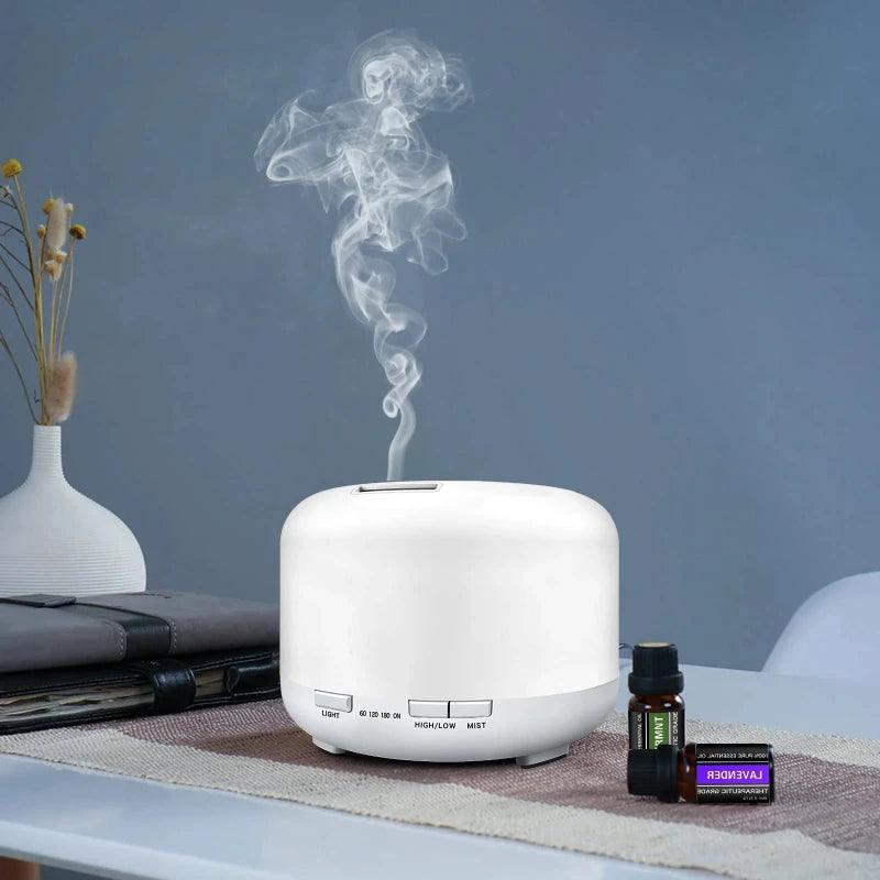 Diffuseur ultrasonique huiles essentielles avec brume légère et LED 7 couleurs douces