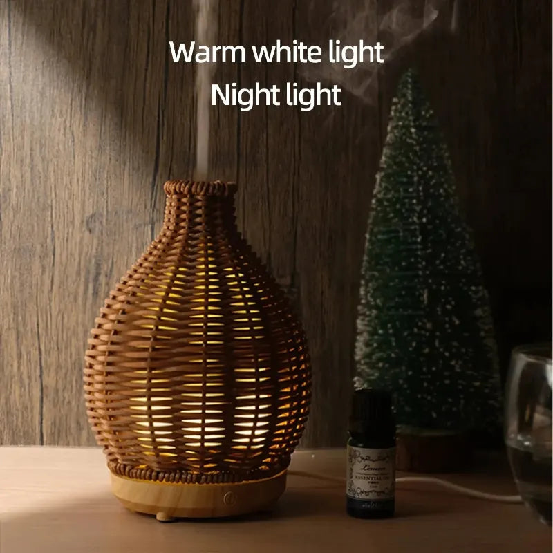diffuseur d’arôme LED design bois posé dans salon cocooning