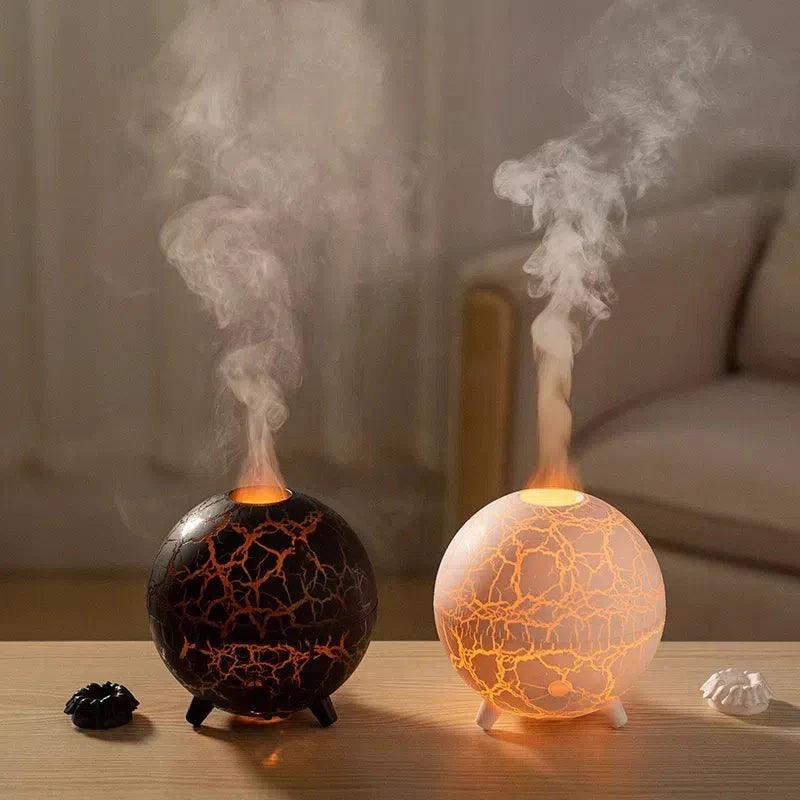 Diffuseur volcan design volcanique compact sur étagère déco