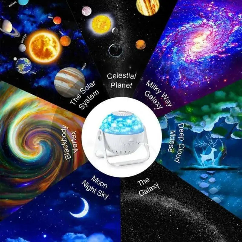 Éclairage galactique décoratif sur pied dans une chambre d’adolescent