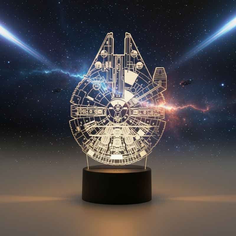 projection lumineuse 3D Millennium Falcon vaisseau holographique