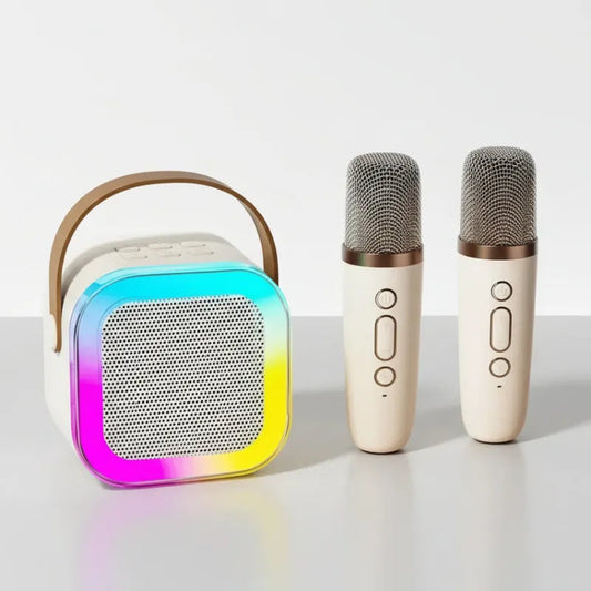 Enceinte bluetooth karaoke portable avec 2 micros sans fil LED