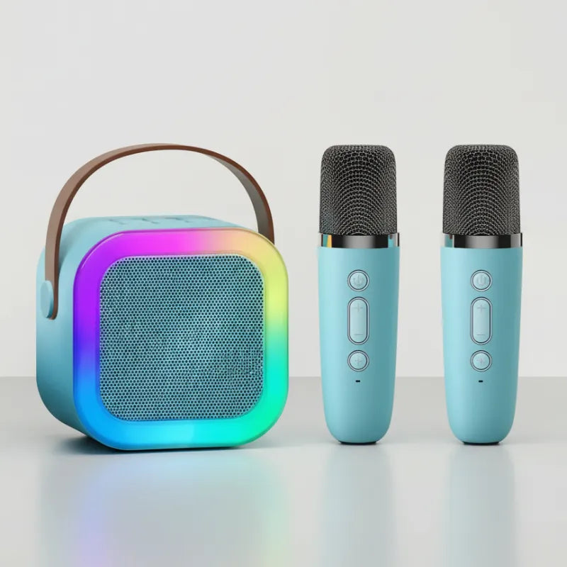 Enceinte karaoke 2 micros bluetooth FM radio AUX USB lecteur