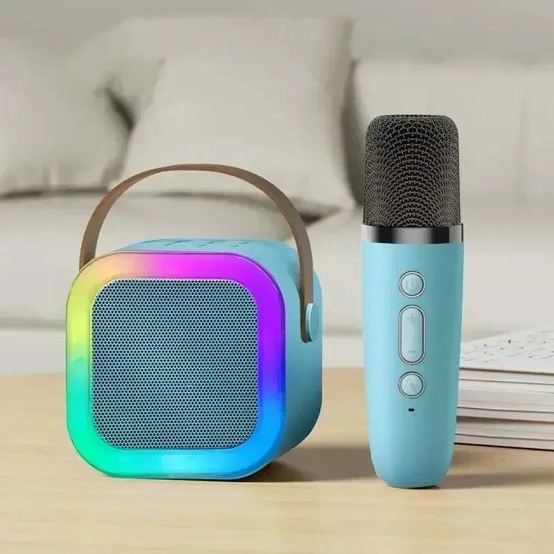 enceinte karaoke avec micro bleu