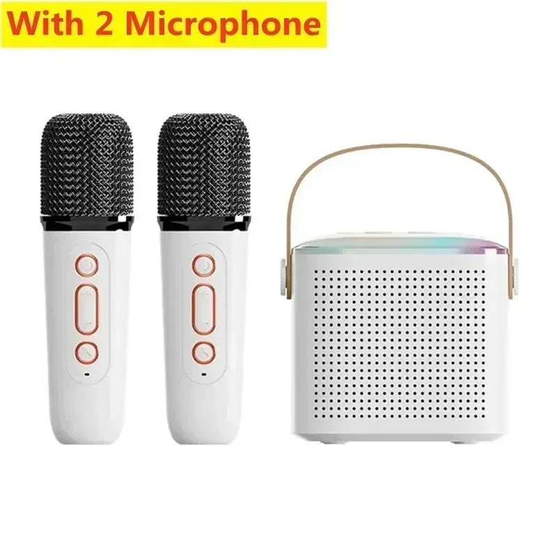 Enceinte Karaoké 2 micros blanc fond blanc