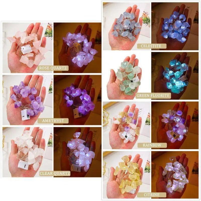 cristaux naturels quartz rose et sel de l’Himalaya gros plan lumineux